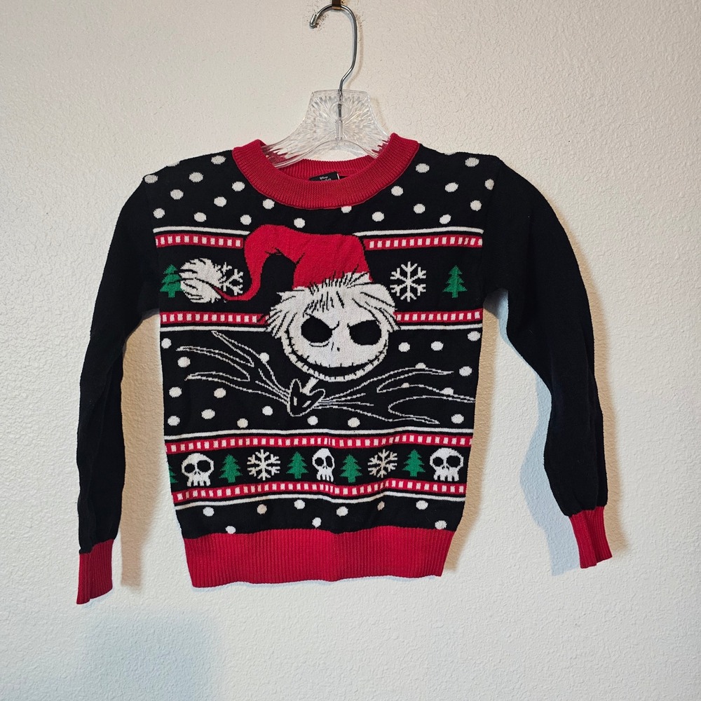 Disney Nightmare Before Christmas Jack Skellington Holiday Sweater Kids S 6-6X